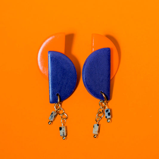 Ohrringe - GLÜCKSPILZ - Halbkreise - Dalmatiner-Jaspis