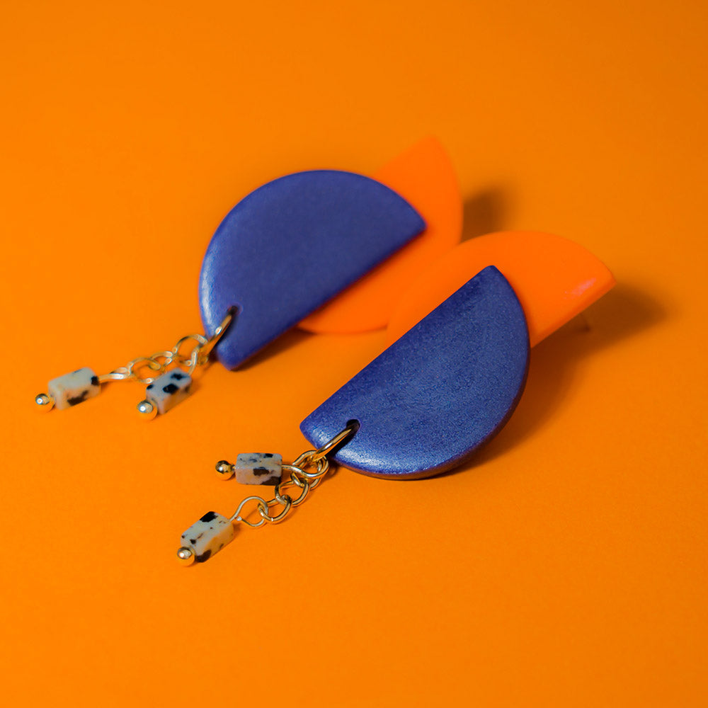 Ohrringe - GLÜCKSPILZ - Halbkreise - Dalmatiner-Jaspis