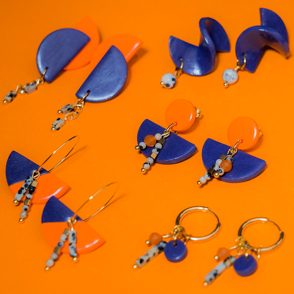 Ohrringe - GLÜCKSPILZ - Halbkreise - Dalmatiner-Jaspis