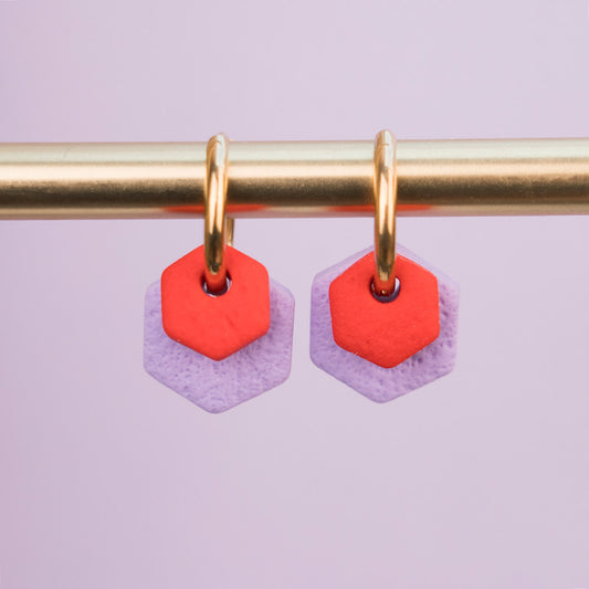 Creolen "Hexa Fine" in Flieder & Klatschmohnrot