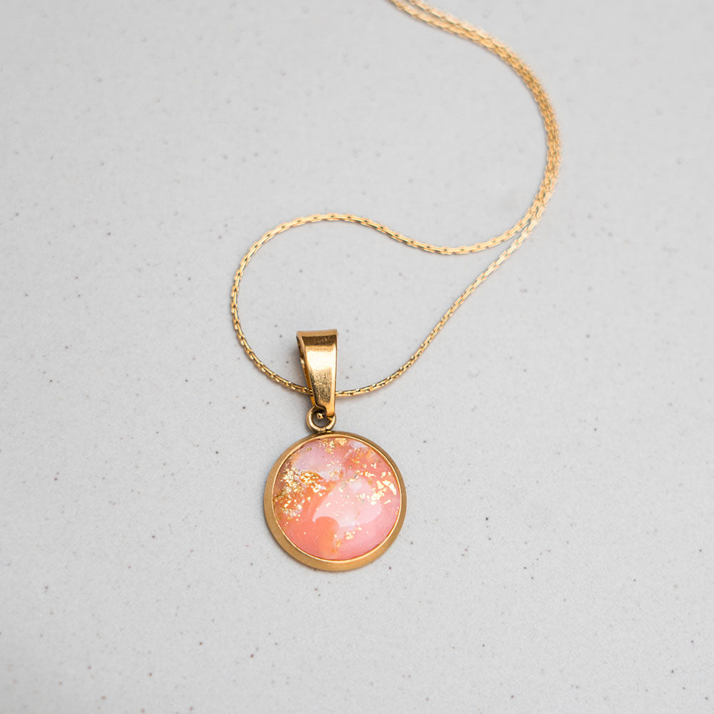 Kette - goldfarben, Melonenrot - 12 mm
