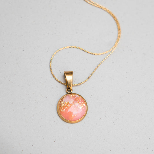 Kette - goldfarben, Melonenrot - 12 mm