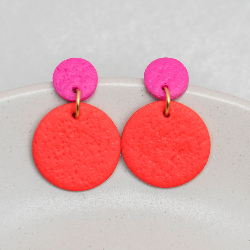 Ohrringe "Color Pop Big" - "Klatschmohnrot" & "Hotpink"