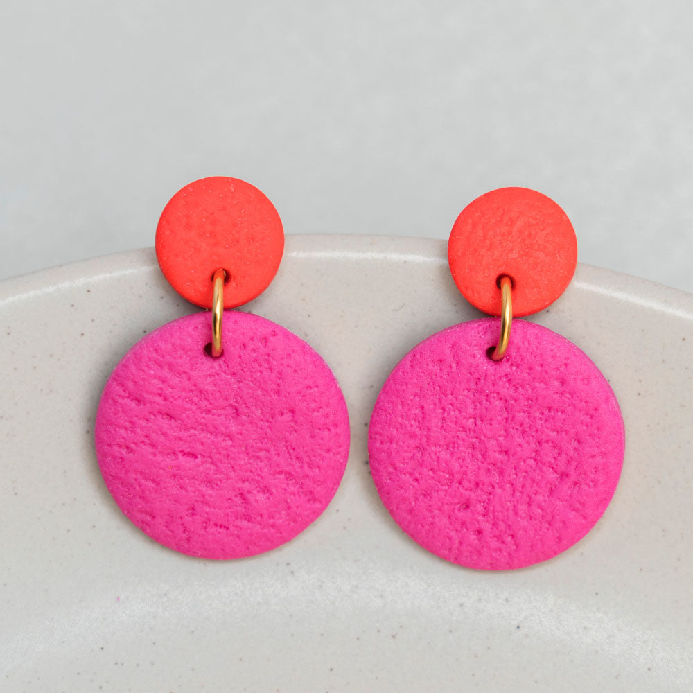 Ohrringe "Color Pop Big" - "Hotpink" & "Klatschmohnrot"