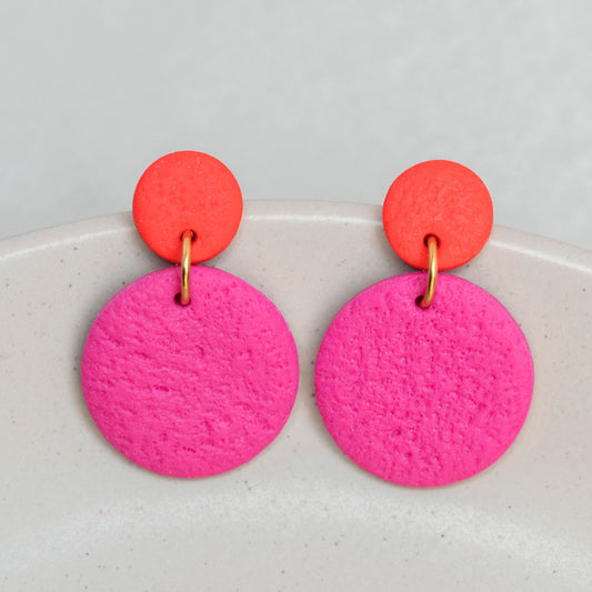 Ohrringe "Color Pop Big" - "Hotpink" & "Klatschmohnrot"
