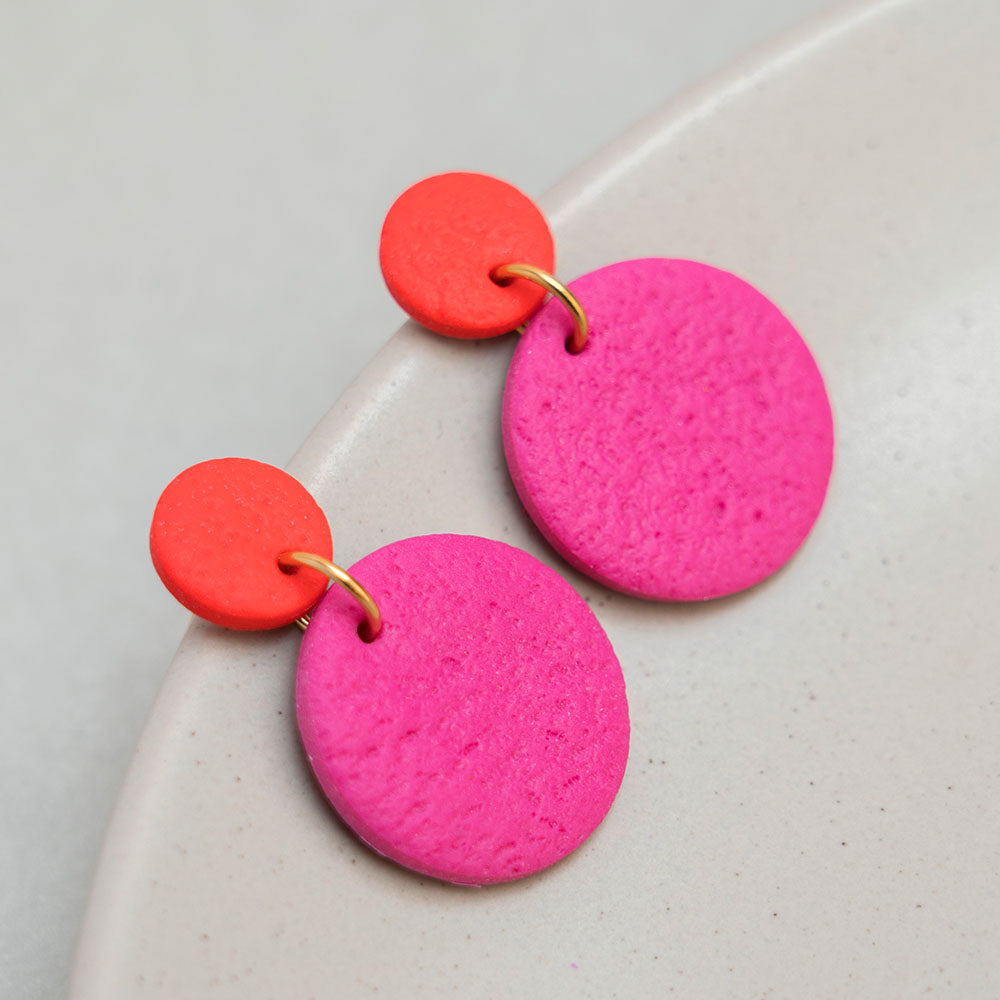 Ohrringe "Color Pop Big" - "Hotpink" & "Klatschmohnrot"
