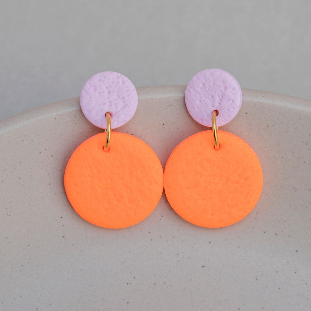 Ohrringe "Color Pop" - "Neonorange" & "Erdbeer"