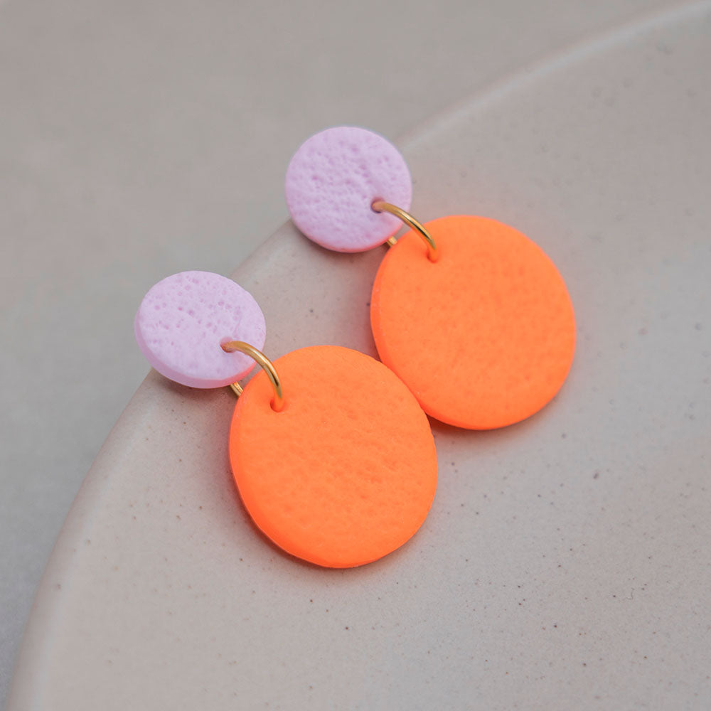 Ohrringe "Color Pop" - "Neonorange" & "Erdbeer"
