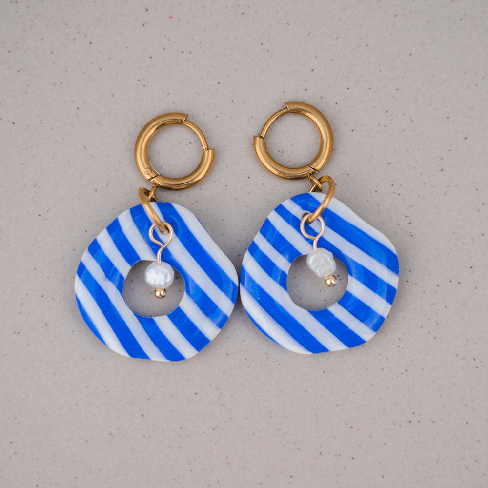DOLCE VITA "Amalfi Stripe" Süßwasserperle - Ultramarin & Reinweiß
