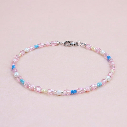 Fußkettchen – MADAME CHANCE mit rosa Glitzer-Tubes