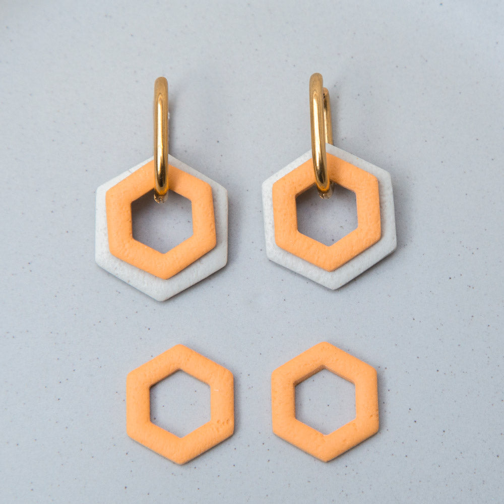 Pastellorange - Hexagon Anhängerpaar - Mix & Match