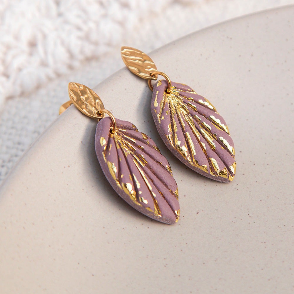 Ohrringe "Golden Leaf Blush" Mauve