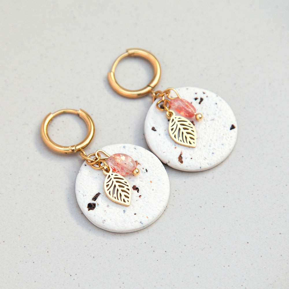 Ohrringe "Autumn Glow" Beige Brew/Kaffee mit Naturstein