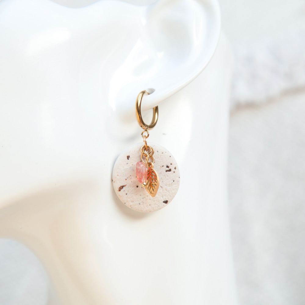 Ohrringe "Autumn Glow" Beige Brew/Kaffee mit Naturstein