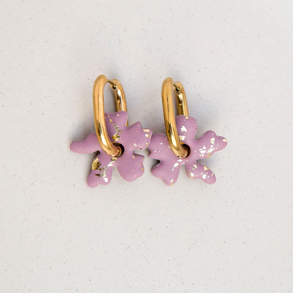 Ohrringe "Chunky Bloom" ✿ Mauve I goldfarbene Akzente