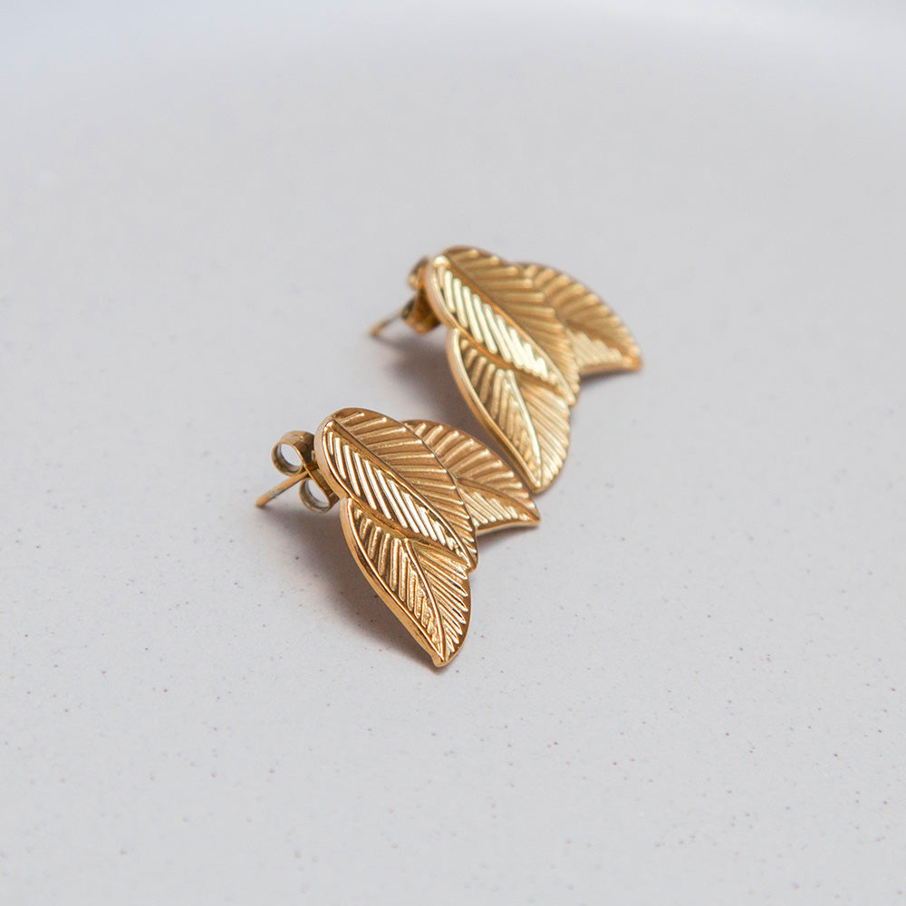 Ohrringe Stecker "Leaves" aus Edelstahl
