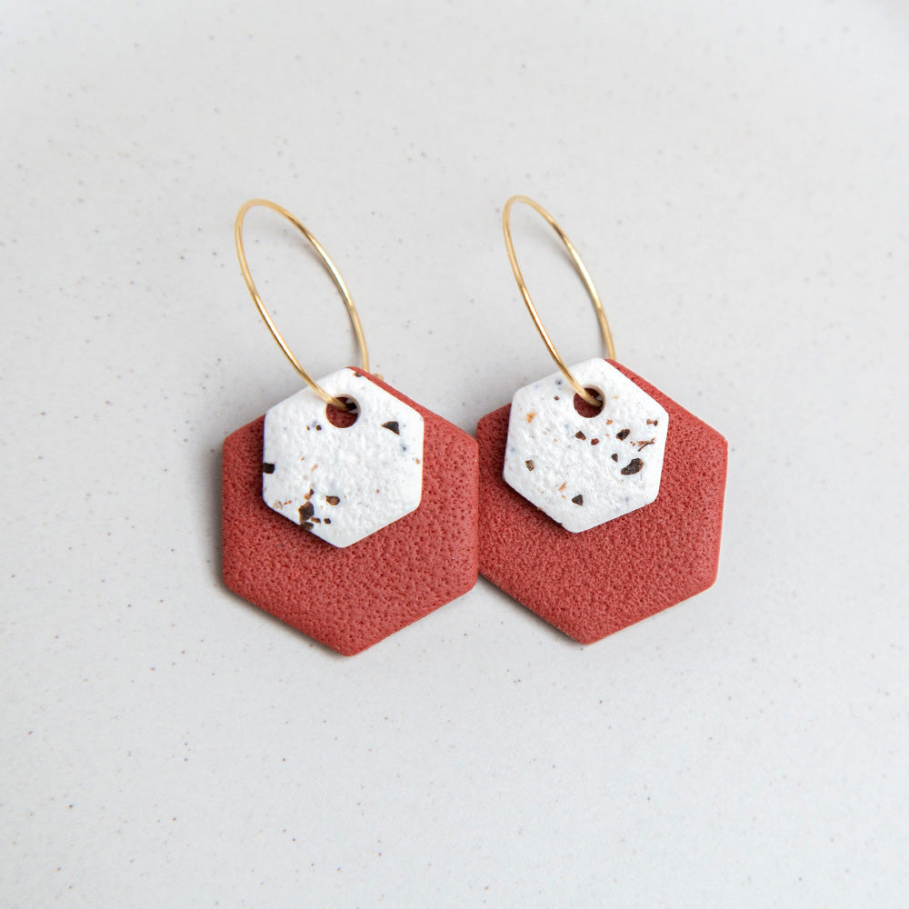 Ohrringe "Rust & Roast" Hexagon