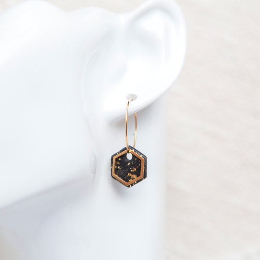 Ohrringe Creolen "Hexa" - Tiefschwarz