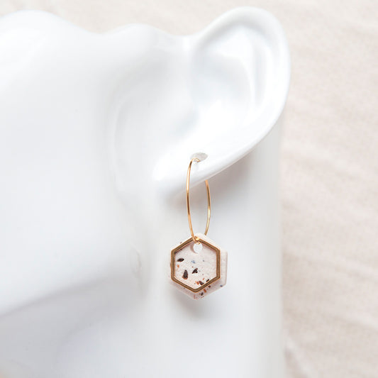 Ohrringe Creolen "Hexa" - Beige Brew