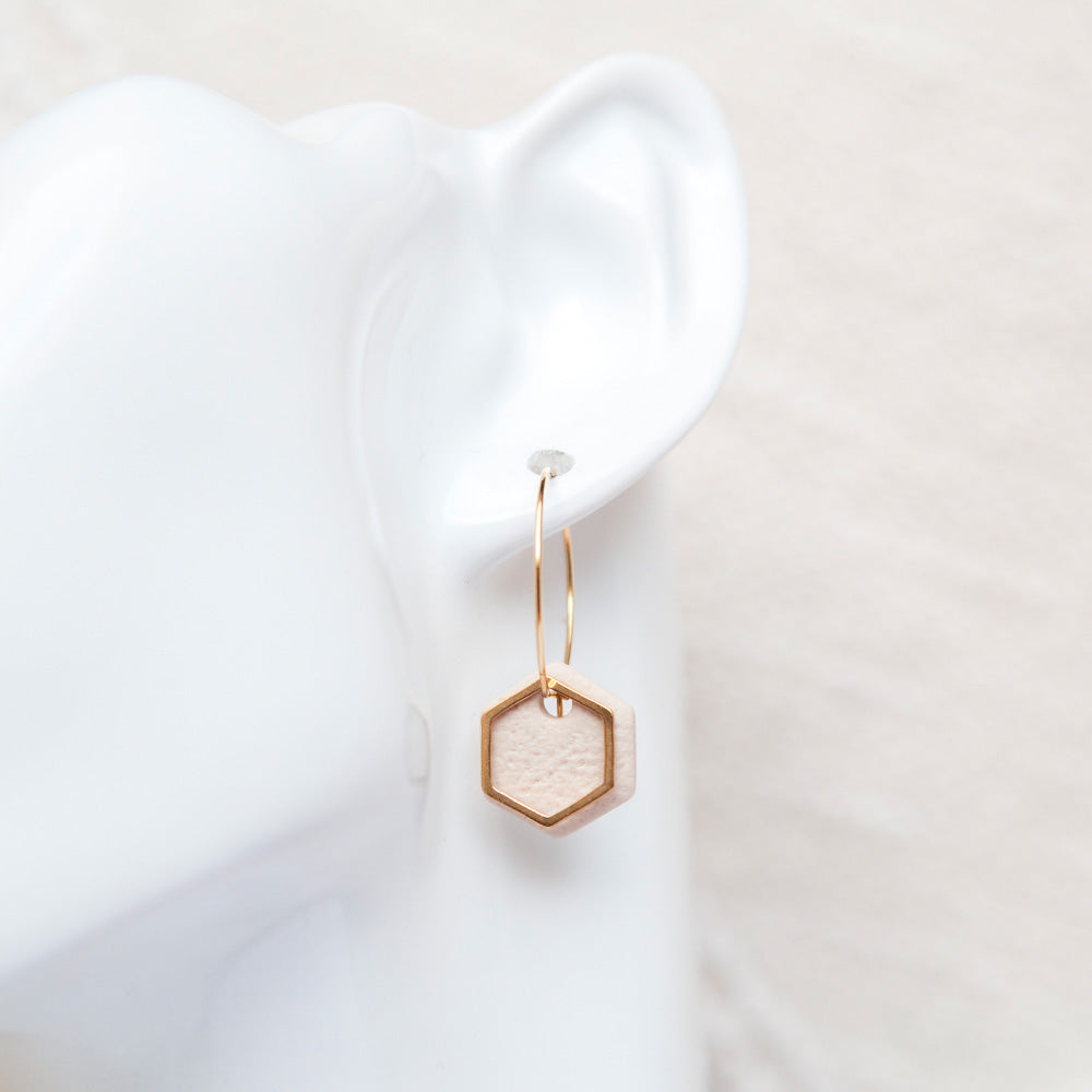 Ohrringe Creolen "Hexa" - Sand