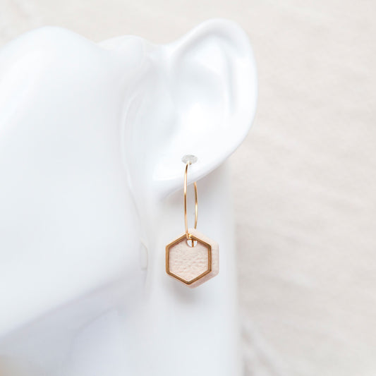 Ohrringe Creolen "Hexa" - Sand