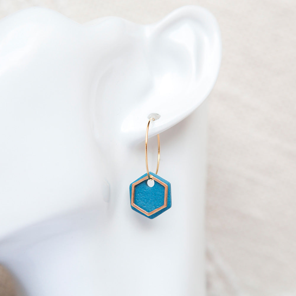 Ohrringe Creolen "Hexa" - Kornblumenblau