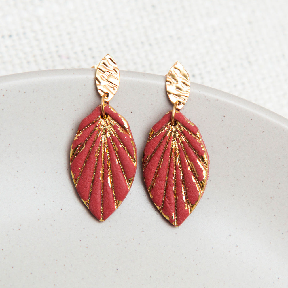 Ohrringe "Golden Leaf Blush" Rostrot