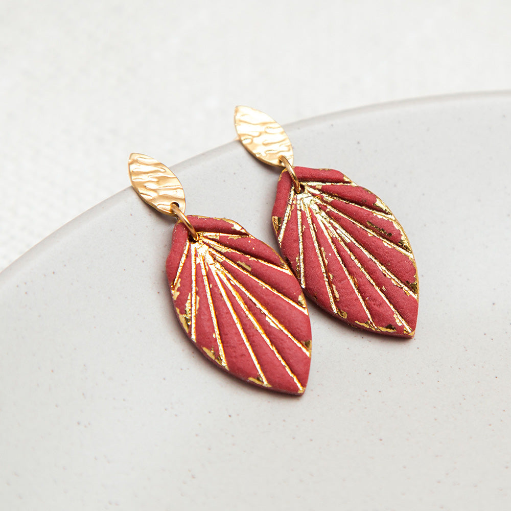 Ohrringe "Golden Leaf Blush" Rostrot
