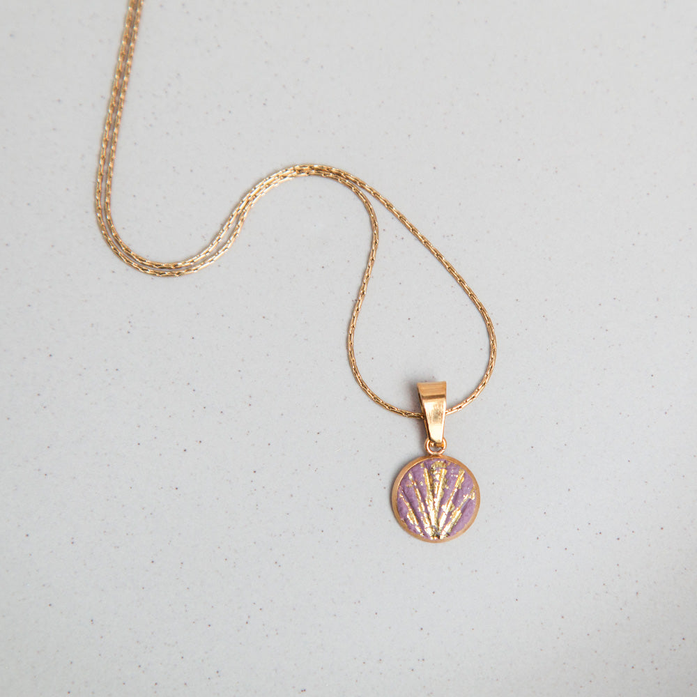 Kette - "Golden Leaf" Mauve - goldfarben