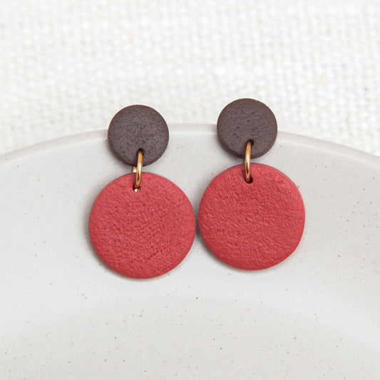 Ohrringe "Pure Dots" Rostrot & Mokka