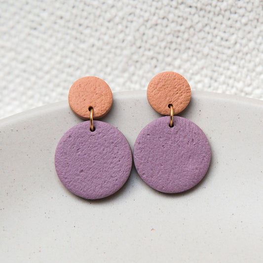 Ohrringe "Pure Dots" Mauve & Kork