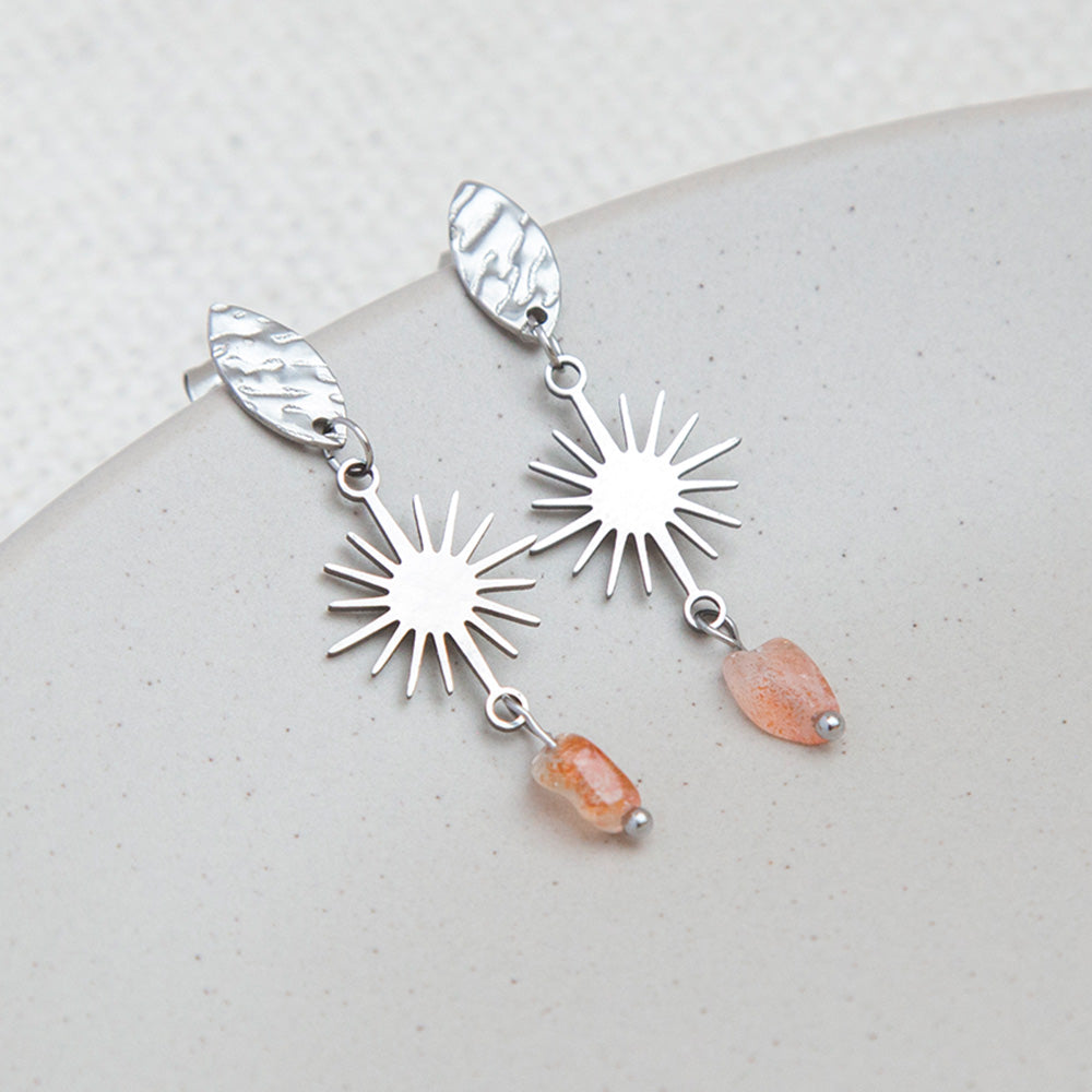 Ohrringe - Stecker "Celestial" mit Naturstein - silberfarben