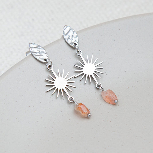 Ohrringe - Stecker "Celestial" mit Naturstein - silberfarben