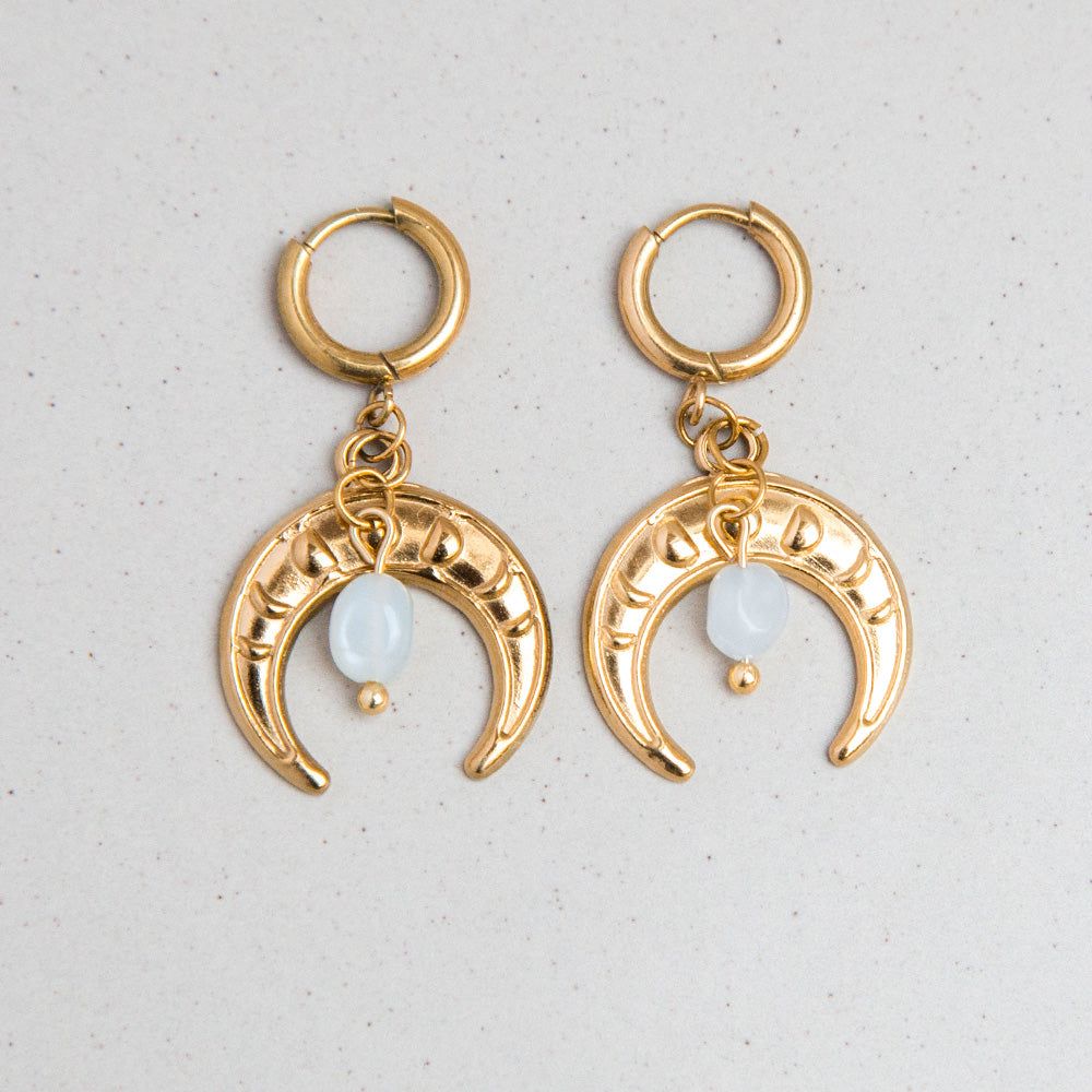 Ohrringe "Mondphasen"- Creolen mit Natursteinen