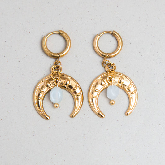 Ohrringe "Mondphasen"- Creolen mit Natursteinen