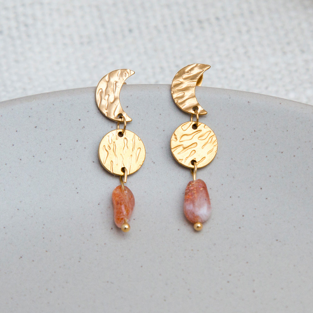Ohrringe - Mondstecker "Celestial" mit Naturstein II - goldfarben