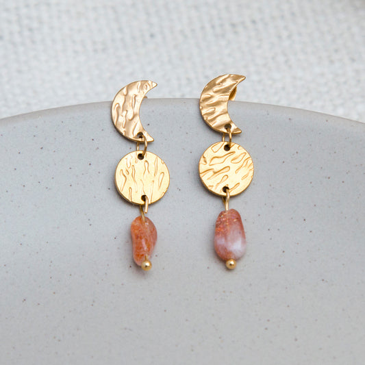 Ohrringe - Mondstecker "Celestial" mit Naturstein II - goldfarben