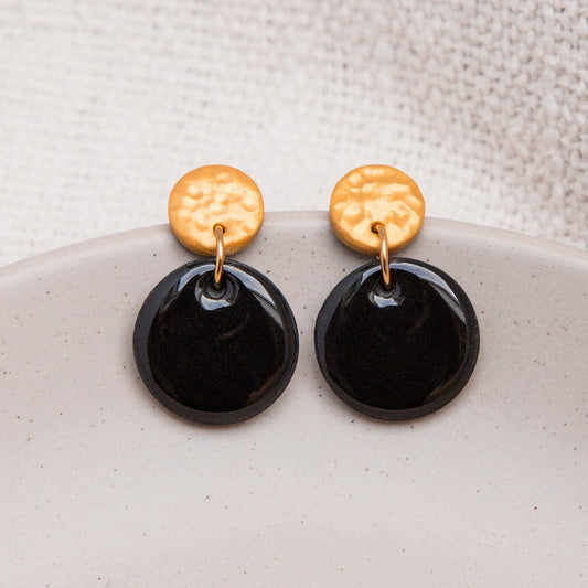 Ohrringe "Pure Dots" Gold & Tiefschwarz