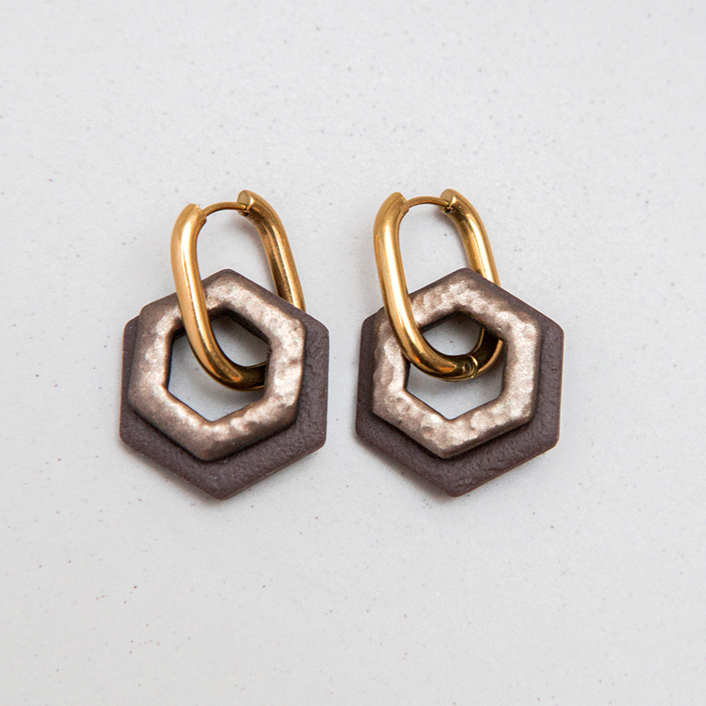 "Bronze" - Hexagon Anhänger - Mix & Match (klein)