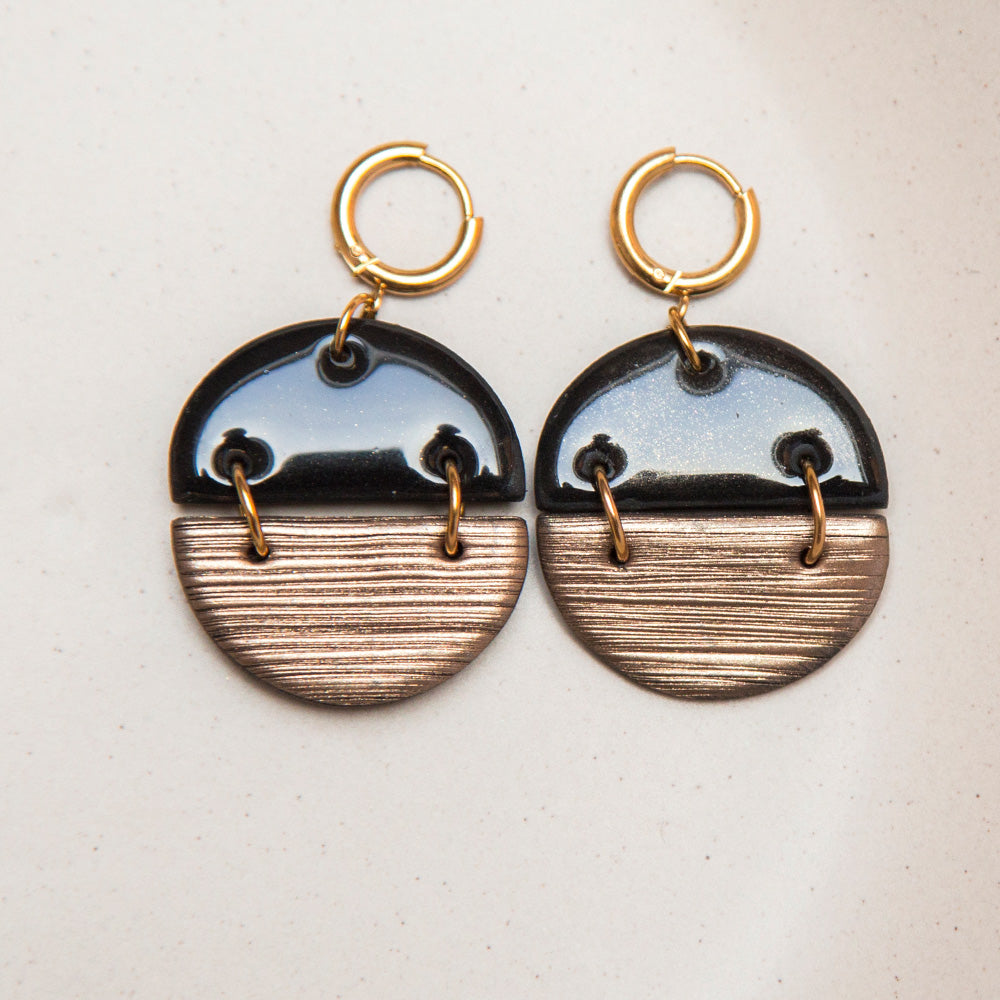 Ohrringe "Eclipse" Bronze & Tiefschwarz