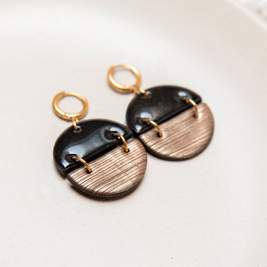 Ohrringe "Eclipse" Bronze & Tiefschwarz