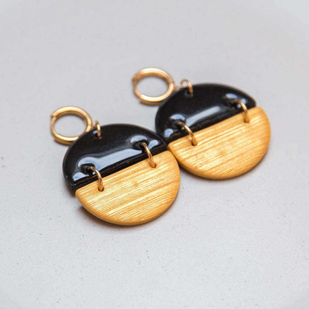 Ohrringe "Eclipse" Gold & Tiefschwarz