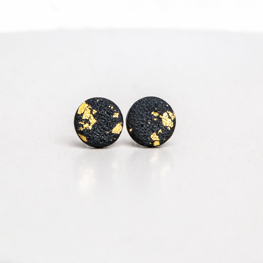 Ohrringe Stecker "Mitternachtszauber" schwarz goldfarben, Struktur