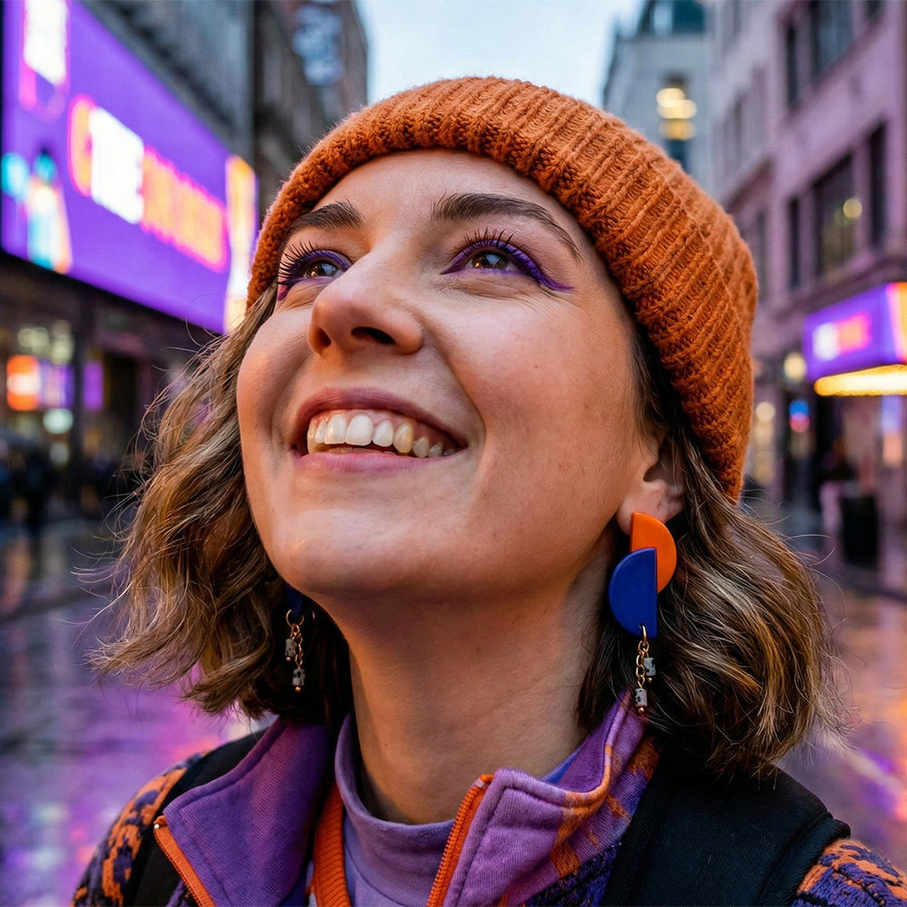 Ohrringe - GLÜCKSPILZ - Halbkreise - Dalmatiner-Jaspis