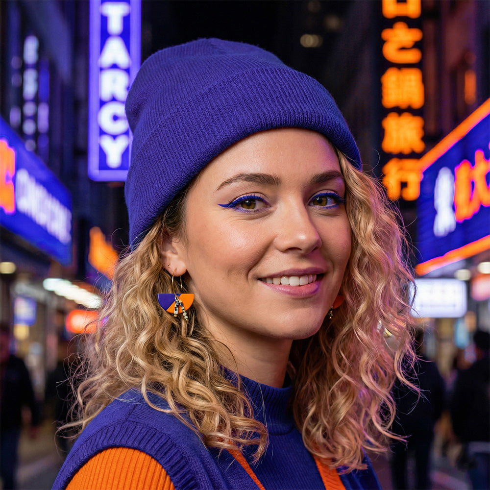 Ohrringe - GLÜCKSPILZ - Electric Orange & Deep Purple - Dalmatiner-Jaspis