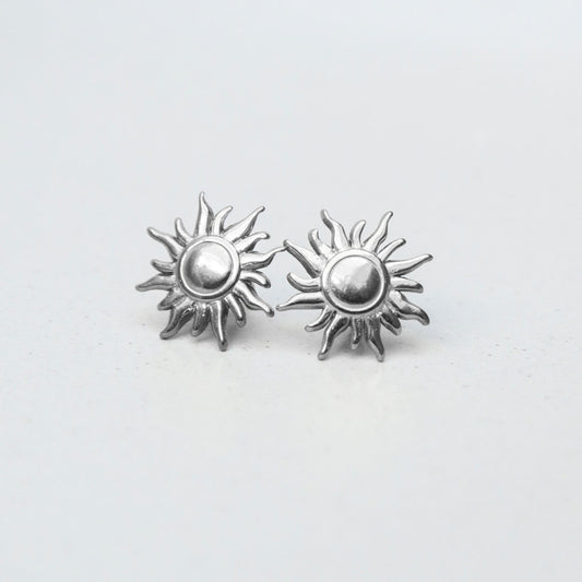 Ohrringe - Stecker Sonne - Edelstahl, silberfarben