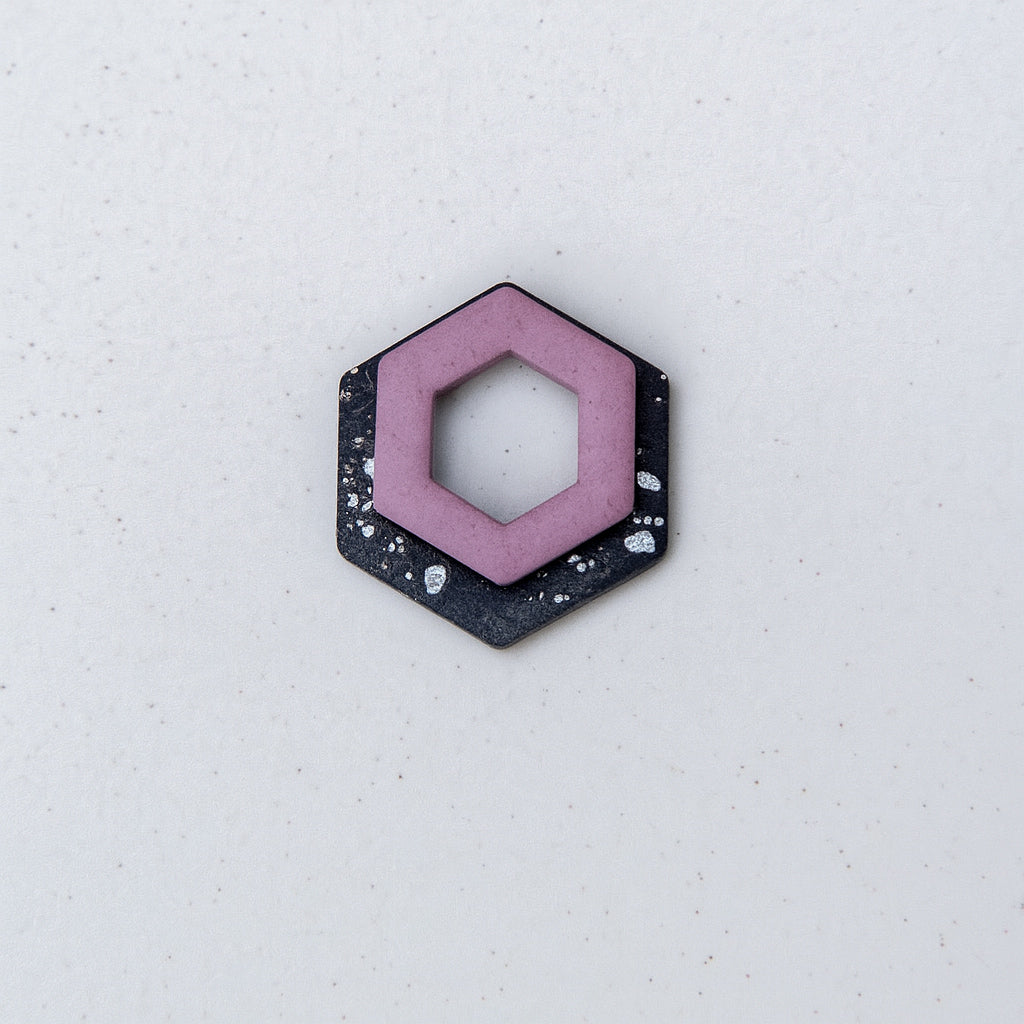 Tiefschwarz/silberfarben - Hexagon Anhängerpaar - Mix & Match