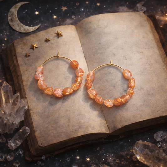 Ohrringe Creolen mit rötlichen Natursteinen