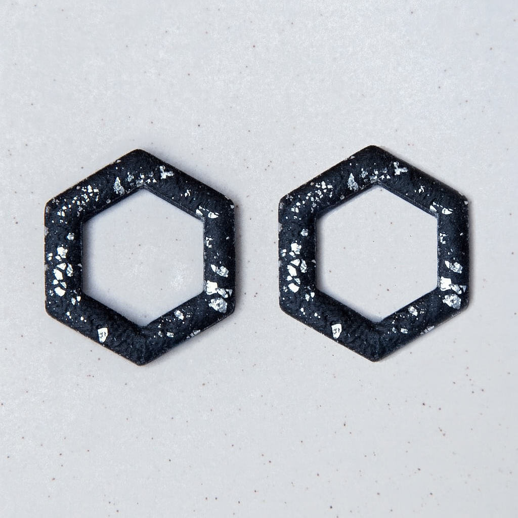 Tiefschwarz/silberfarben - Hexagon Anhängerpaar - Mix & Match