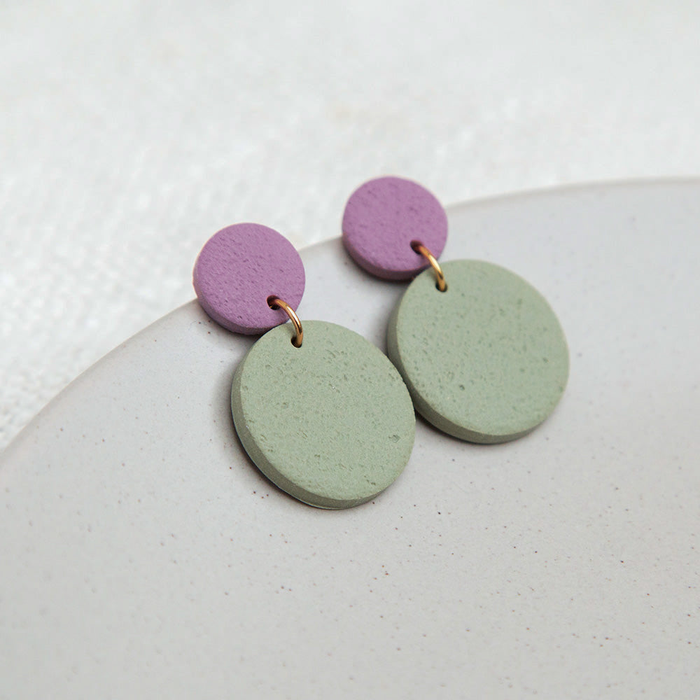 Ohrringe "Pure Dots" Mauve & Salbeigrün
